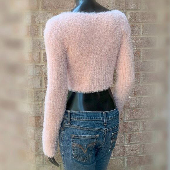 HYFVE Eyelash Cropped Long Sleeve Boatneck Sweater Sz XS - Picture 6 of 12